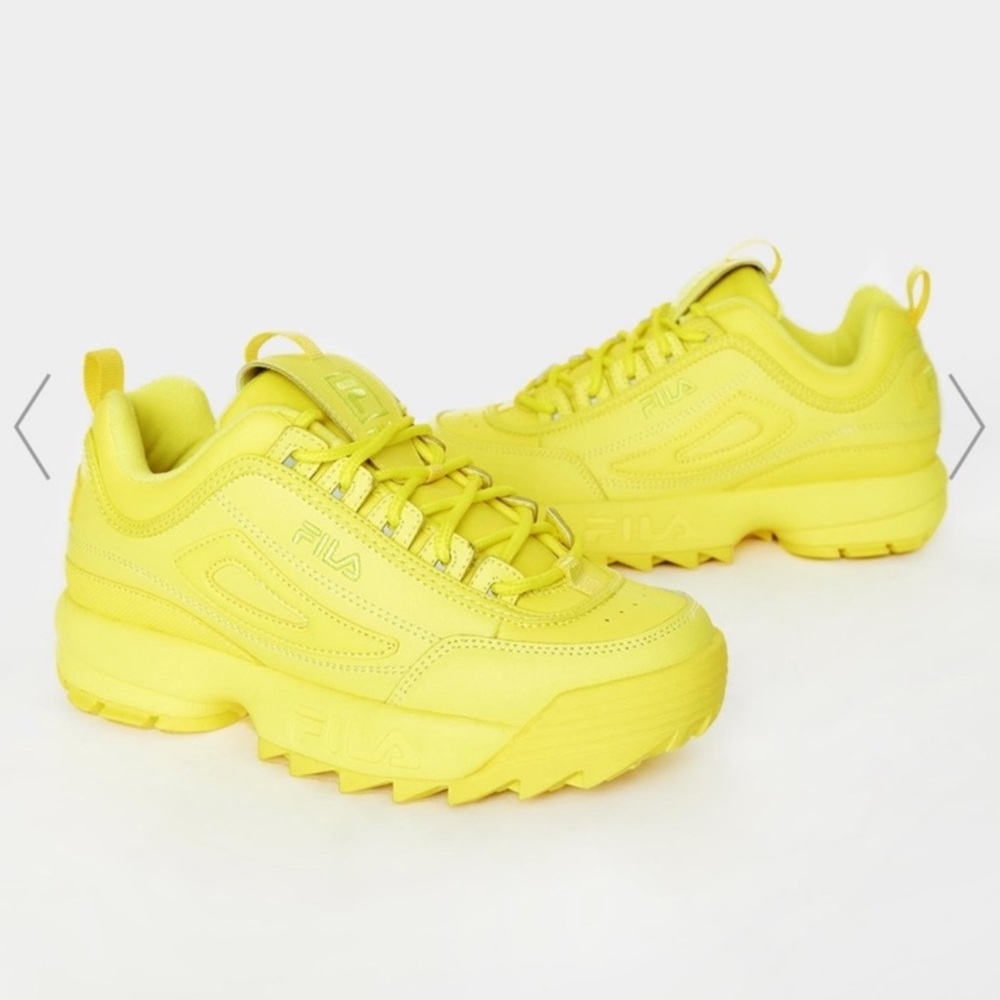Neon Highlighter Yellow Fila disruptor sneakers - Size 8!